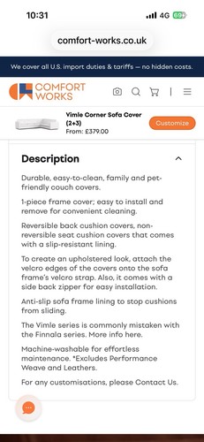 Comfort works beige sofa cover - works,