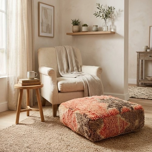 Handmade moroccan wool - handmade, pouf