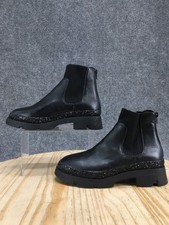 Steve Madden Boots Womens 4 M Black Jrobinn Chelsea Ankle Faux Leather Pull On