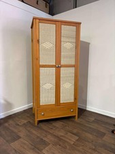 Contemporary Pine & Wicker Pine Wardrobe