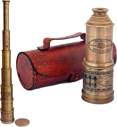Brass telescope spyglass - brass,