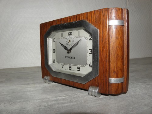 Vintage wood clock alarm - wood,