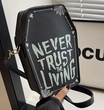 Beetle Juice Never Trust The Living Shoulder Bag Coffin Bag