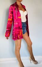 Vintage 1990s KENZO JUNGLE Fish Print Satin Shirt Jacket - Size 40