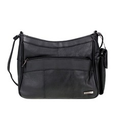 LADIES WOMENS REAL LEATHER HANDBAG ORGANISER SHOULDER BAG SATCHEL COWHIDE Black