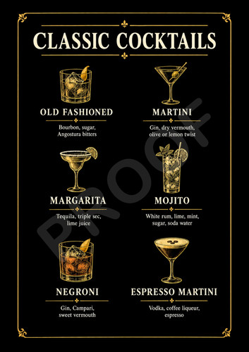 Classic cocktail menu plaque - cocktail,