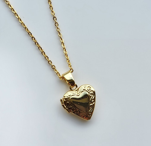 Gold heart locket - locket, pendant