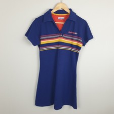 Reebok Tennis Dress Womens 12 Blue Stripe Retro Vintage Sportswear 90s Y2K Polo