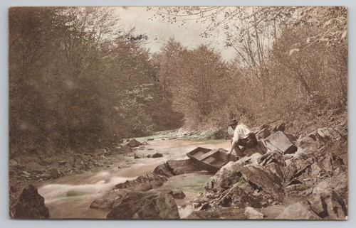 Postcard antique rural - , river