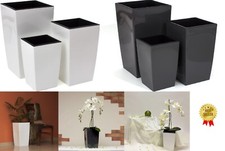 Square Tall Flower Plant Pot Glossy Indoor Outdoor Garden Patio