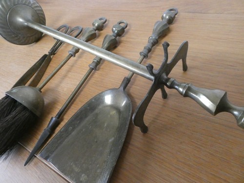 Vintage brass fire - brass, companion