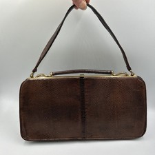 Vintage Harrods brown Lizard Skin top handle handBag made in England by Widegate