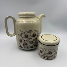 Hornsea Pottery Cornrose Coffee Pot & Lidded Sugar Preserve Pot Vintage Retro
