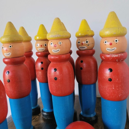Vintage clown wooden skittle - vintage,