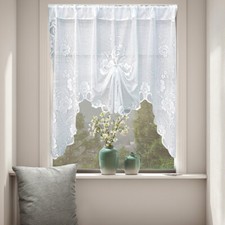 Floral Lace Voile Net Curtains Sheer Panels Indoor Garden Patio Drapes Slot Top