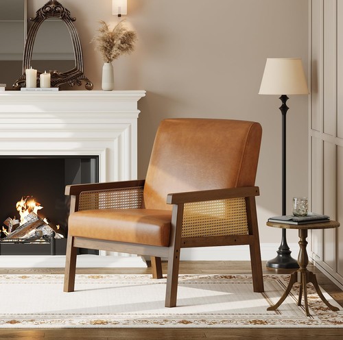 Rattan accent chair with pad - chair,