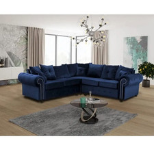 New Blue Plush Fabric 5 Seater