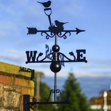 Deluxe Steel Garden Birds Weathervane - Horizontal Fitting Bracket