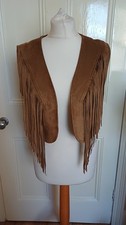 Ladies open faux suede fringe