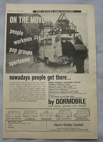 1966 dormobile original advert - 1966,