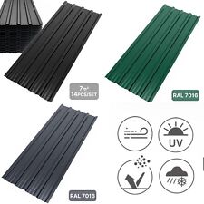 Mondeer 14 x Metal Roof Sheets Galvanized Panels Corrugated Roofing Garage Shed