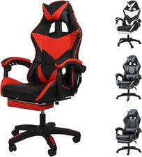 Swivel Gaming Chair Faux Leather Home Office Chair Sports Desk Tilt Chair