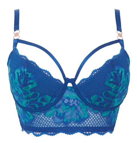 Blue longline bra - bra, padded
