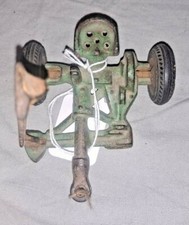 Vintage Arcade Cast Iron Sickle Bar Mower Rubber Wheels Green.