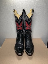 Vintage Paul Bond Ostrich Boots Men’s Size 10E Red Butterfly Custom Made