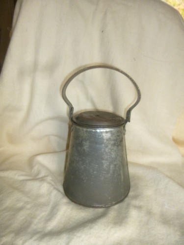 Vintage metal milk container - metal,