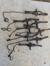 Lot (8) Victor etc.  Number No. 4  Double Long Spring Traps Longspring Beaver