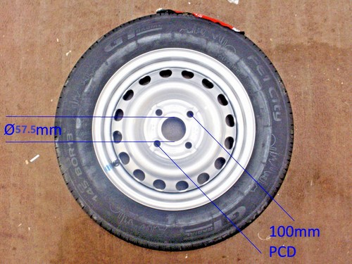 Trailer wheel tyre 100mm - 100mm, pcd