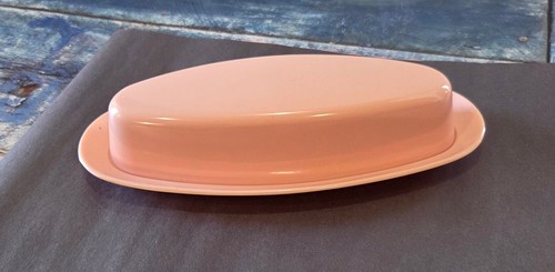 Melmac butter dish with - butter, lid