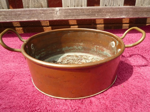 Vintage copper oval planter - copper,