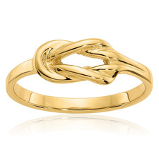 14K Solid Yellow Gold Love Knot Statement Ring