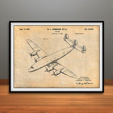 1942 Lockheed Constellation Airliner Patent Print Art Drawing Poster