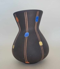 Vintage STEULER KERAMIK Brown Confetti Pattern Vase West German Pottery 1950s