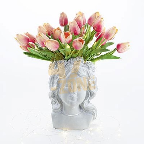 Cement vase tulip gray - w/,
