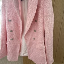 Zara Pink Tweed Blazer Size XS