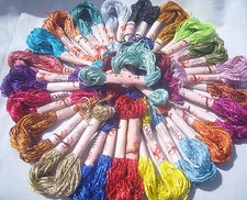 25 Skeins Large Silk Stranded Glitter Twisted Embroidery Threads 20 Dif. Colors