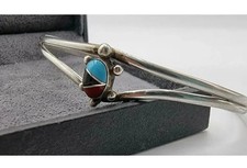 Vintage 925 silver cuff bracelet Navajo style 5g signed MM BOX NOT INCLUDED