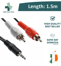 3.5mm 1.5m Stereo Jack to 2 Twin RCA Phono Male Cable TV PC Aux Audio Red White