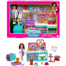 Barbie Chelsea Doll Pet Vet Playset with Doll 4 Animals and 18 Pieces New Mattel