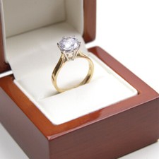 9ct Gold Diamond Moissanite Ring 2.00 Carat Solitaire certified UK Hallmarked