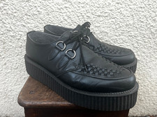 TUK Viva High Black Leather Creepers-Size 9