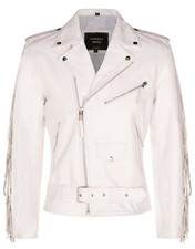 Mens White FRINGE Leather