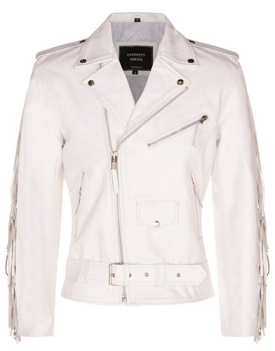 Mens white fringe - fringe, leather