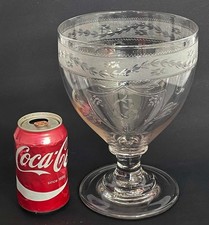 HUGE ORNATE ENGRAVED CUT GLASS