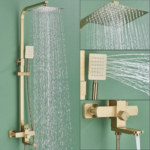 Gold exposed bathroom - exposed, shower