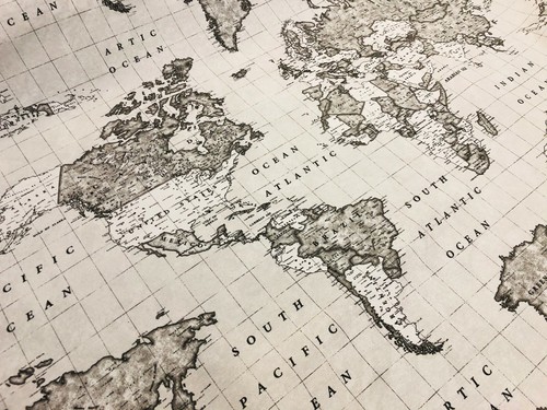Grey world map - world, fabric
